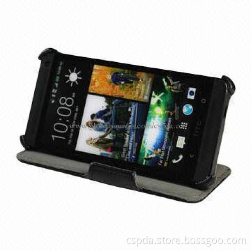 PU Leather Heat Setting Back Standing Mobile Phone Case for HTC One 2, OEM and ODM Orders Welcomed